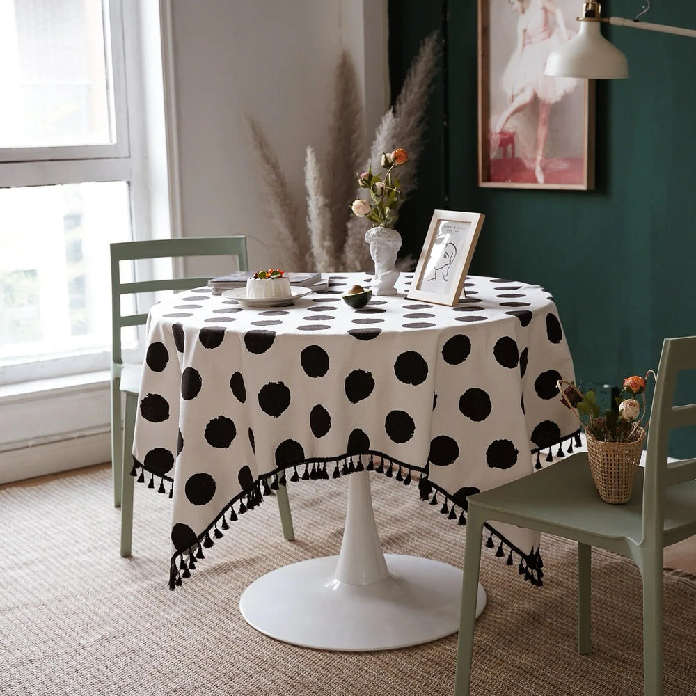 B&W Polka Dot Tablecloth