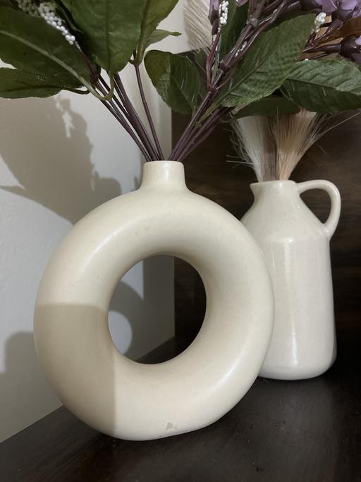 Set of 3 Ceramic Vases Off White