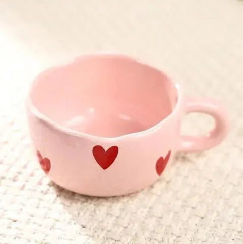 1pc AESTHETIC Ceramic Coffee Mug with Red Heart - 300ml