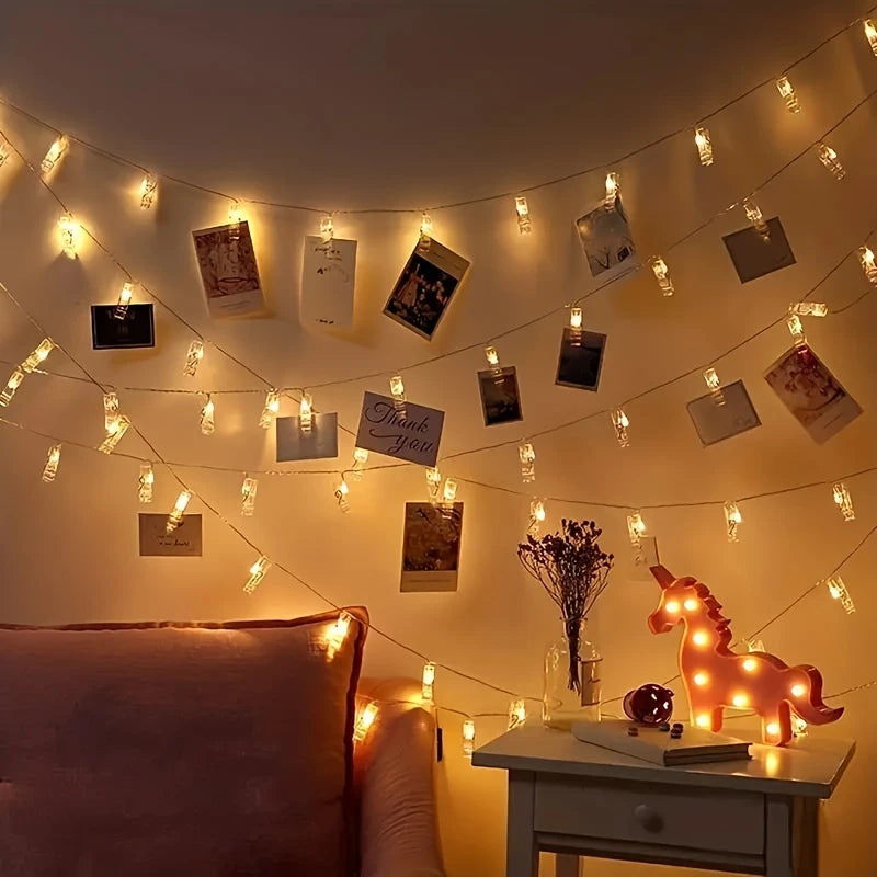 led photo clip string light