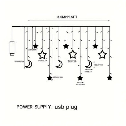 1 Pc LED Star Moon Curtain Lights