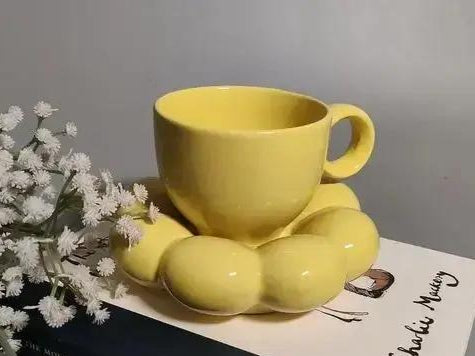 Sunflower Bloom Cup and Saucer Set | Ceramic Cup and Saucer Set - 240 ml (Pack of 1)