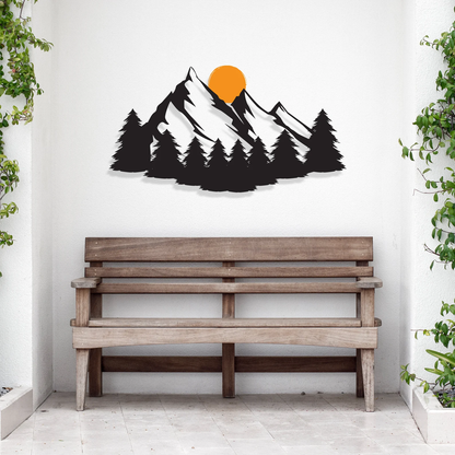 Rustic Radiance Mountain Sunset Wood Wall Art