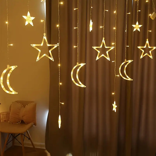 1 Pc LED Star Moon Curtain Lights