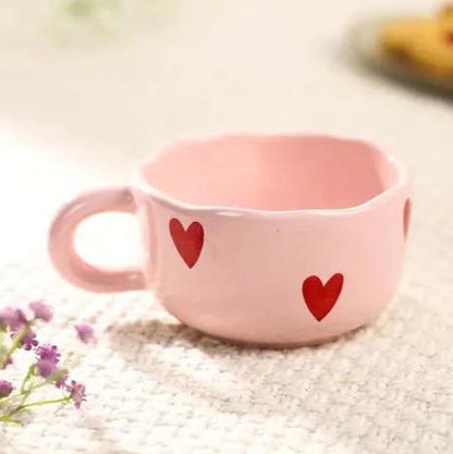 1pc AESTHETIC Ceramic Coffee Mug with Red Heart - 300ml