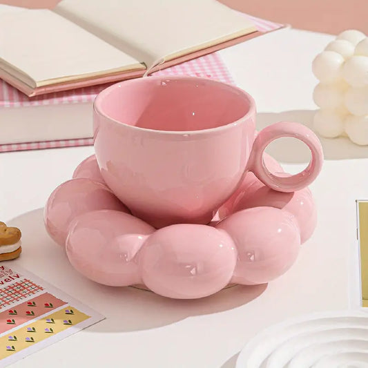 Sunflower Bloom Cup and Saucer Set | Ceramic Cup and Saucer Set - 240 ml (Pack of 1)