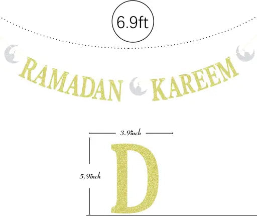 Ramadan Kareem Banner( Sliver and Gold Glitter)