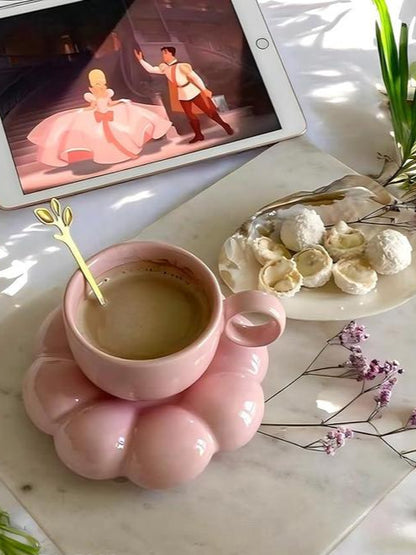Sunflower Bloom Cup and Saucer Set | Ceramic Cup and Saucer Set - 240 ml (Pack of 1)