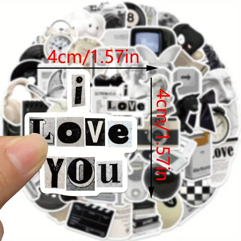 Cute Aesthetic y2k Stickers Black and White – 61PCS Vinyl Sticker Waterproof Retro Vintage Pack for Laptop, Water Bottle, Scrapbook & More! 3 Cute Aesthetic y2k Stickers Black and White – 61PCS Vinyl Sticker Waterproof Retro Vintage Pack for Laptop, Water Bottle, Scrapbook & More! - Image 3