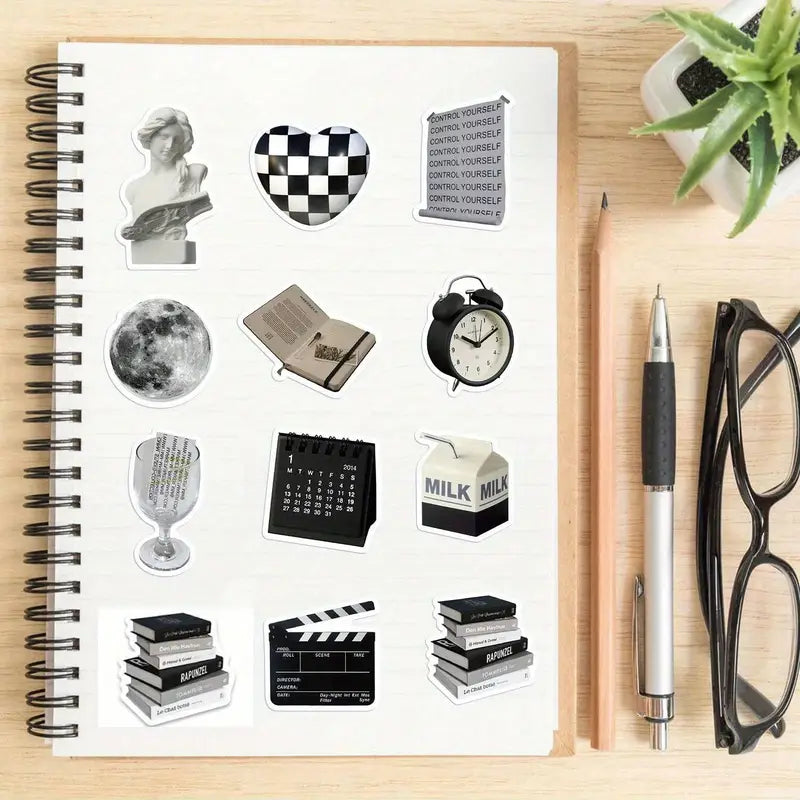 Cute Aesthetic y2k Stickers Black and White – 61PCS Vinyl Sticker Waterproof Retro Vintage Pack for Laptop, Water Bottle, Scrapbook & More! 7 Cute Aesthetic y2k Stickers Black and White – 61PCS Vinyl Sticker Waterproof Retro Vintage Pack for Laptop, Water Bottle, Scrapbook & More! - Image 7