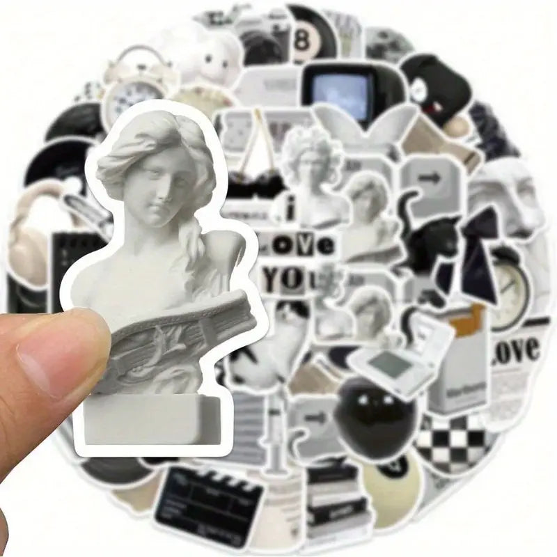 Cute Aesthetic y2k Stickers Black and White – 61PCS Vinyl Sticker Waterproof Retro Vintage Pack for Laptop, Water Bottle, Scrapbook & More! 4 Cute Aesthetic y2k Stickers Black and White – 61PCS Vinyl Sticker Waterproof Retro Vintage Pack for Laptop, Water Bottle, Scrapbook & More! - Image 4