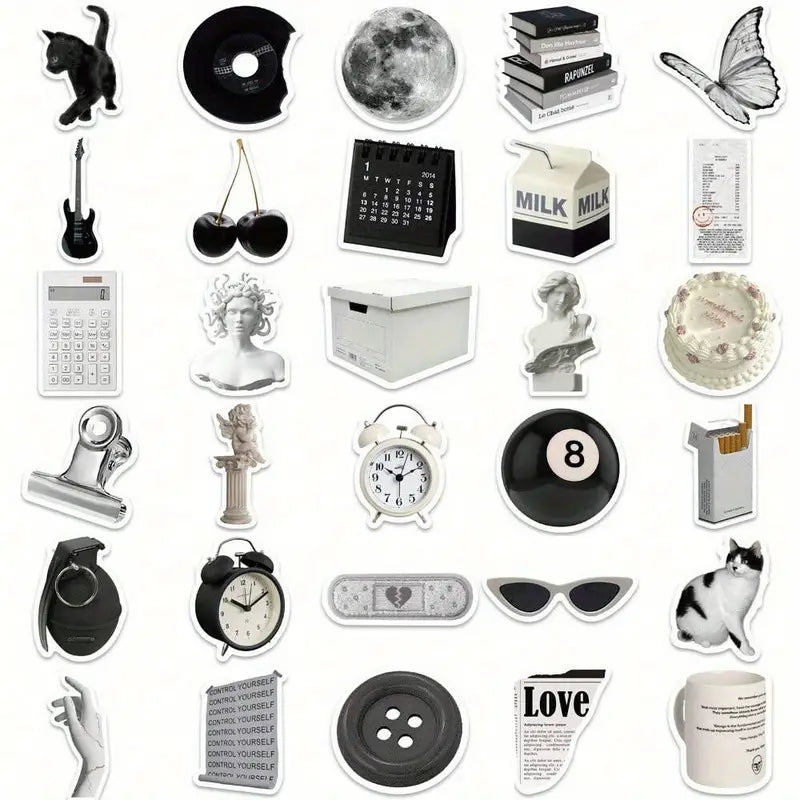 Cute Aesthetic y2k Stickers Black and White – 61PCS Vinyl Sticker Waterproof Retro Vintage Pack for Laptop, Water Bottle, Scrapbook & More! 6 Cute Aesthetic y2k Stickers Black and White – 61PCS Vinyl Sticker Waterproof Retro Vintage Pack for Laptop, Water Bottle, Scrapbook & More! - Image 6