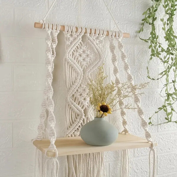 Handmade Boho Macrame Wall Hanging Shelf - Image 4