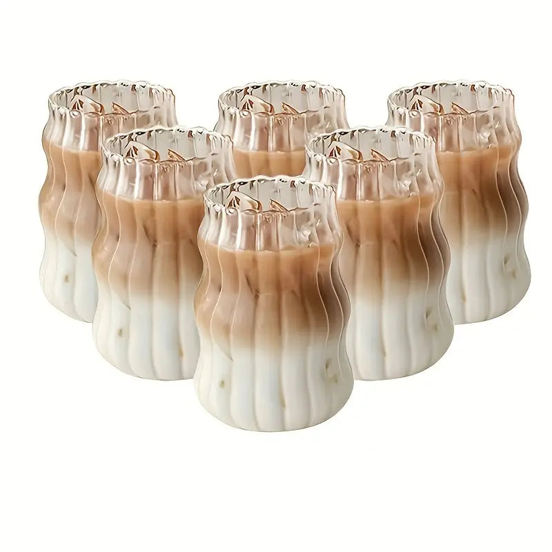 Aesthetic Glass Tumbler with Straw for Cold Coffee – 500ml (Set of 2/4/6) 6 Aesthetic Glass Tumbler with Straw for Cold Coffee – 500ml (Set of 2/4/6) - 6