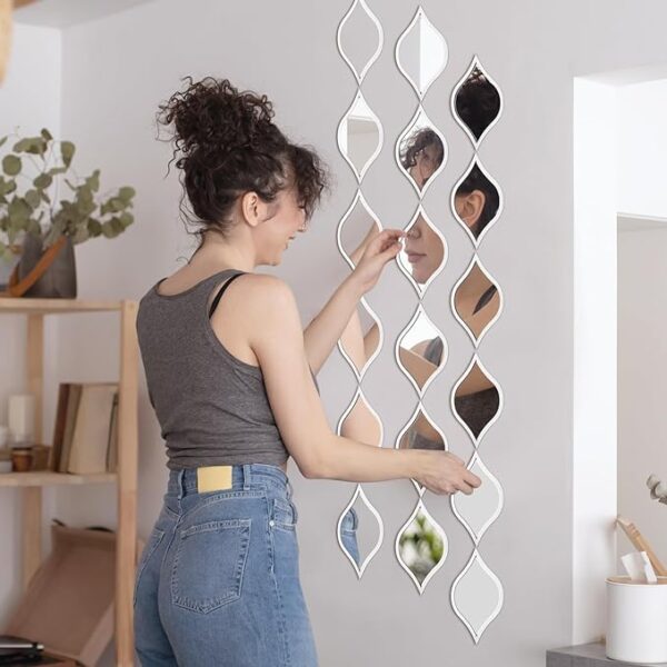 Scintillating Cascades (SET OF 9 ) Drop Mirrors Wood Wall Decor Art - Image 2