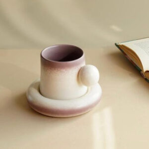 Elegant Bubble Mug & Saucer Set with Ball Handle