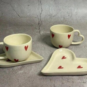 Heart Design & Shape Cup & Saucer Set