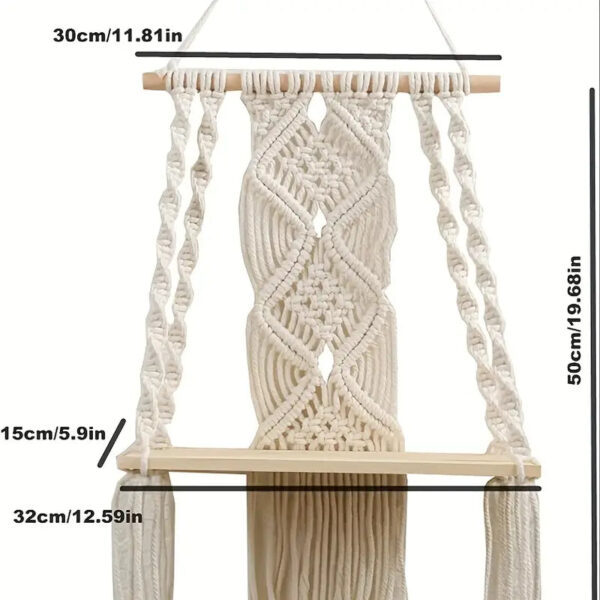 Handmade Boho Macrame Wall Hanging Shelf - Image 2