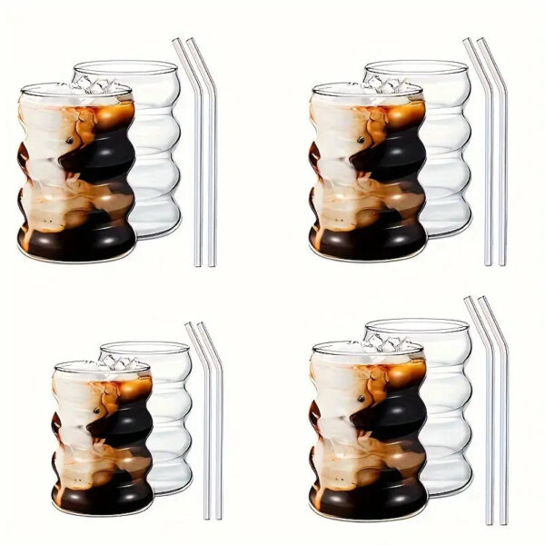 Chunky Aesthetic Pinteresty Spiral Glass tumblers with Straw - Set of 2,4, 6 or 8 - Image 6