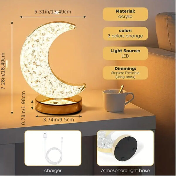 Aesthetic Crystal Lamp Moon Shaped - Image 2