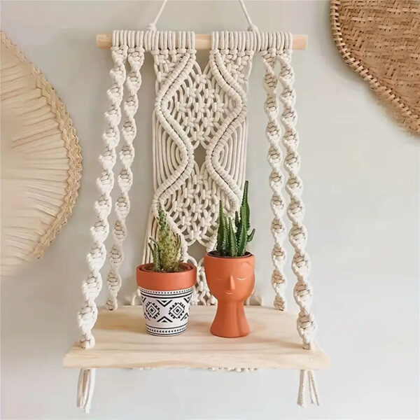 Handmade Boho Macrame Wall Hanging Shelf - Image 5