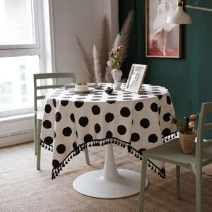 B&W Polka Dot Tablecloth