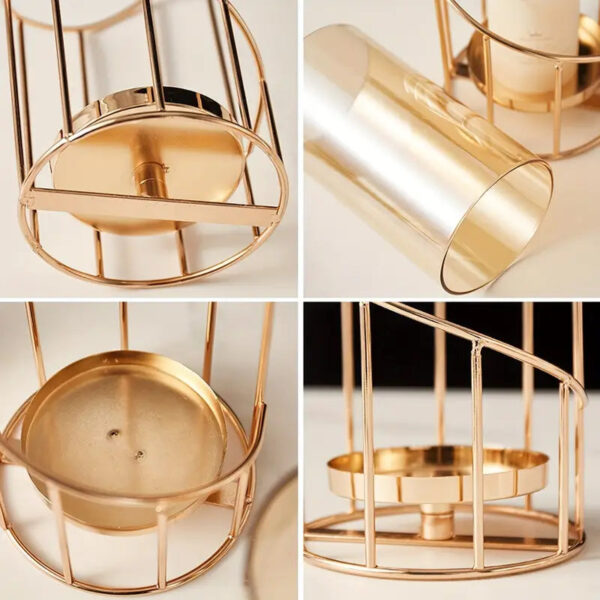 Luxury Gold Tea Light Candle Holder Metal - Image 3