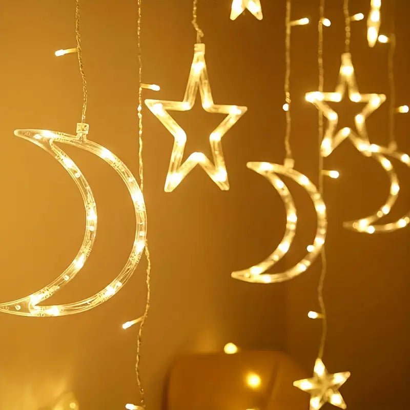 1 Pc LED Star Moon Curtain Lights 2 close_image_of_set_of_1_curtian_lights_star_and_moon_for_aesthetic_ramdan