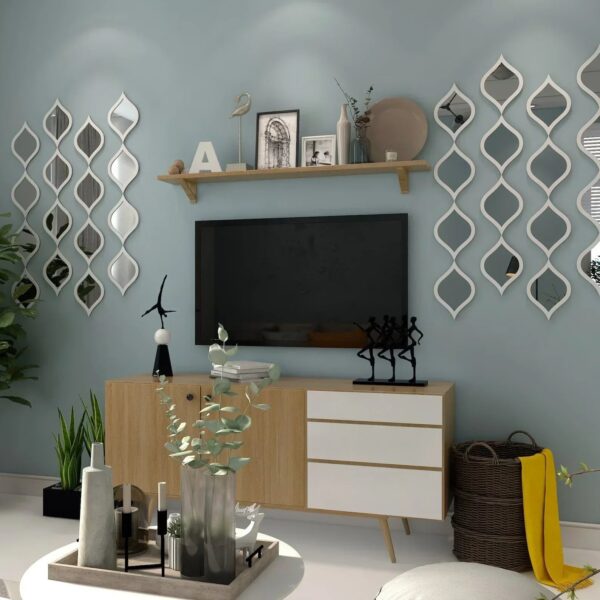 Scintillating Cascades (SET OF 9 ) Drop Mirrors Wood Wall Decor Art - Image 3