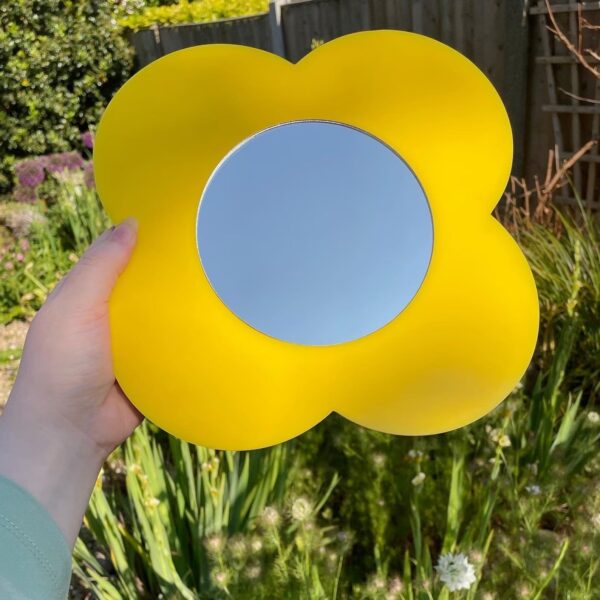 60s 70s Retro Flower Acrylic Mirror Flower Wood Wall Decor - Image 2