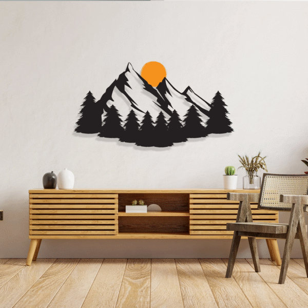 Rustic Radiance Mountain Sunset Wood Wall Art - Image 2