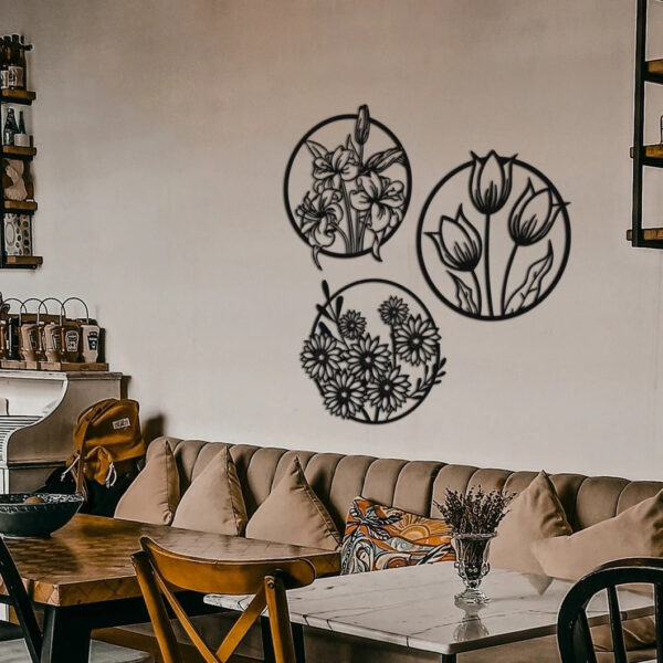 Blossom Medley Round Flowers Wood Wall Decor - Image 8