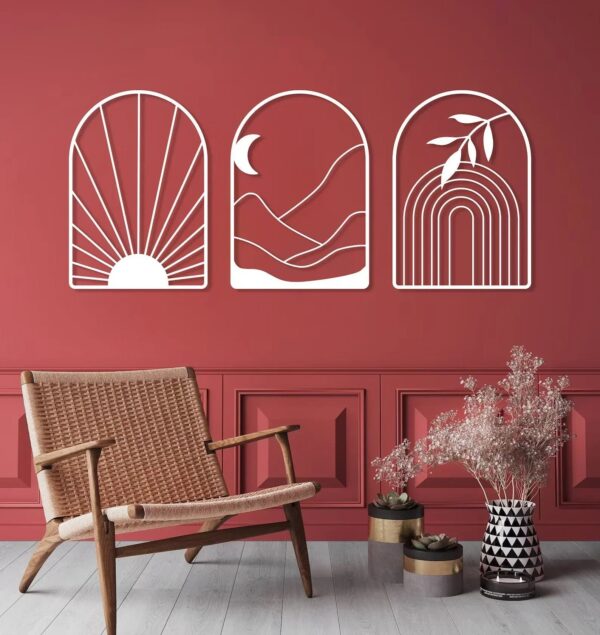 Abstract Trio Fusion Set of 3 Wood Wall Decor - Image 5