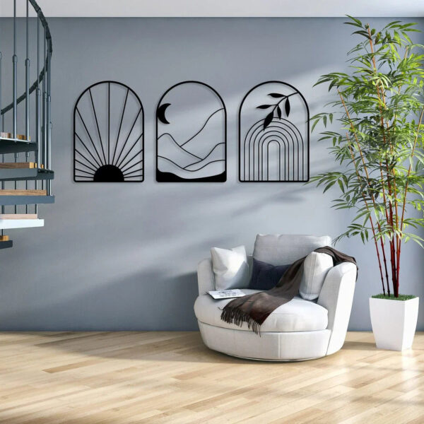 Abstract Trio Fusion Set of 3 Wood Wall Decor - Image 3