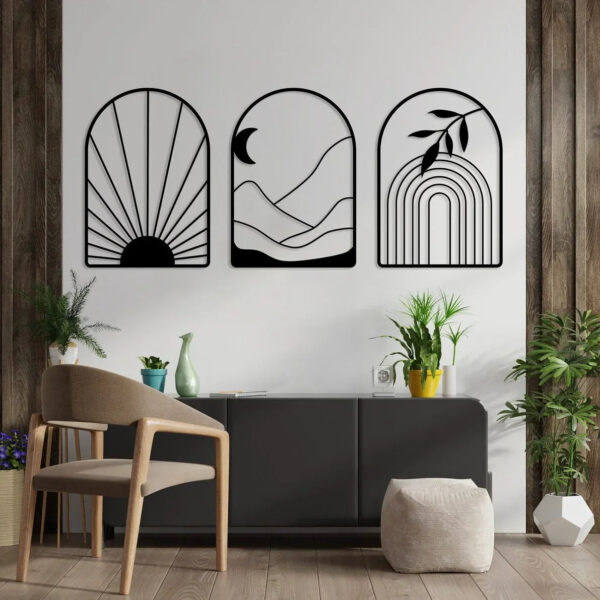 Abstract Trio Fusion Set of 3 Wood Wall Decor - Image 2