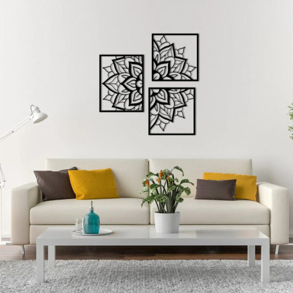 Lotus Serenity Trio Mandala - Set of 3 Wood Wall Decor - Image 5