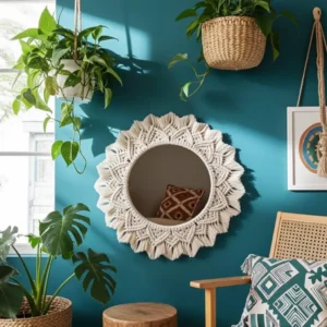 macrame mirror wall hanging boho art