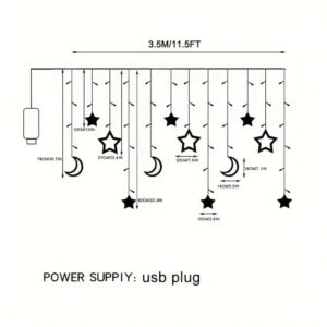 led star moon curtain lights size