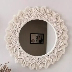 Macrame mirror wall hanging for boho room decor
