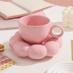 Sunflower Bloom Cup and Saucer Set | Ceramic Cup and Saucer Set - 240 ml (Pack of 1)