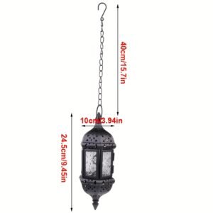 size dimensions close up of hanging moroccon metal lantern for ramadan and iftar table set up