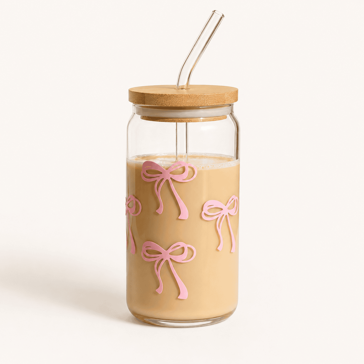 Pink Bow Glass Cup