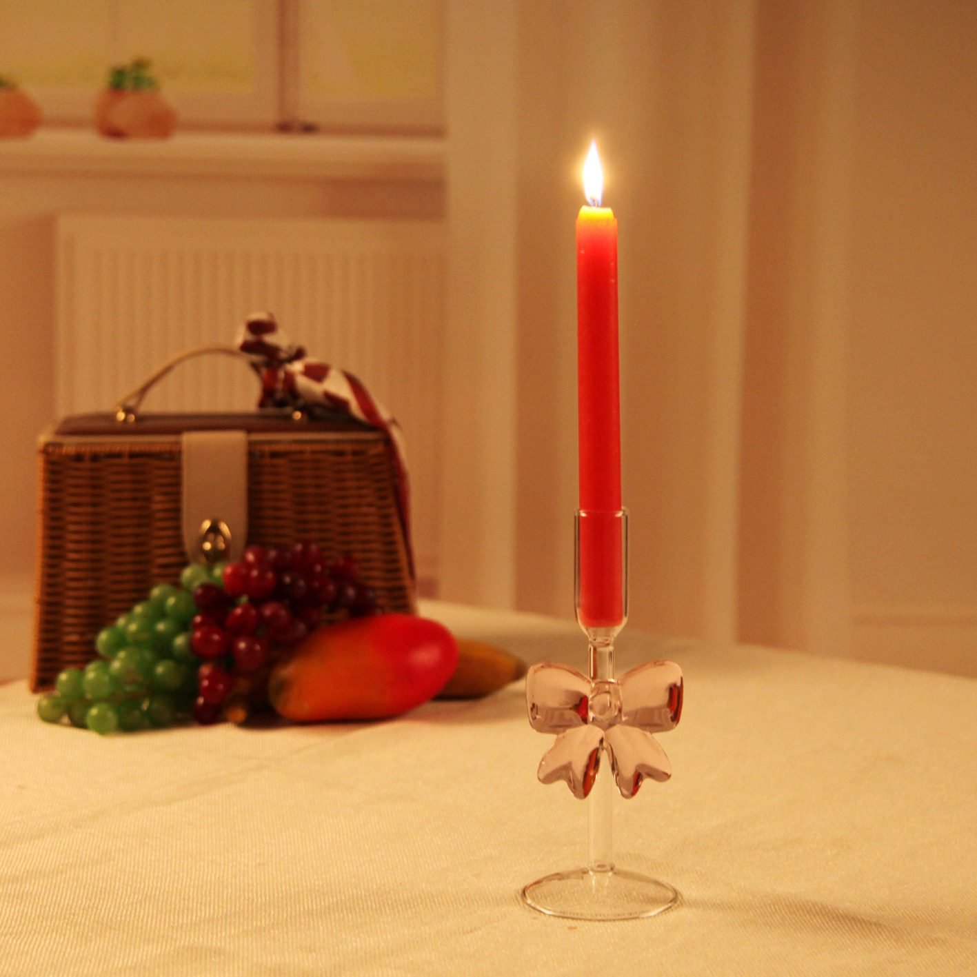 Glass Bow Candlestick Holder - Image 2