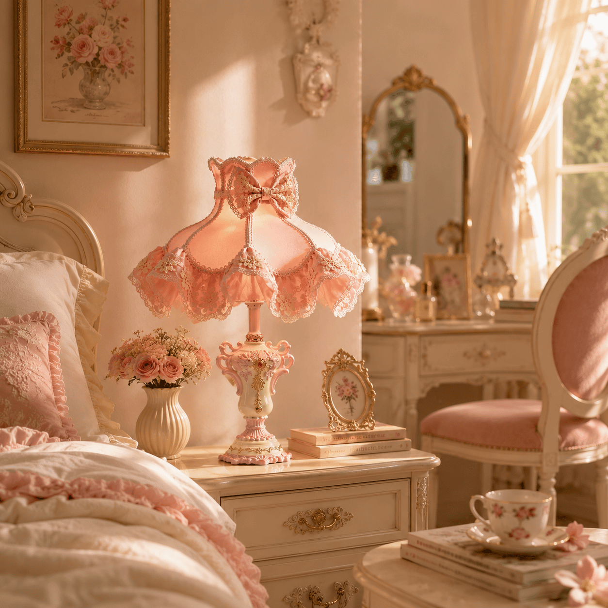 Pink Bedroom Bedside Lamp - Image 6