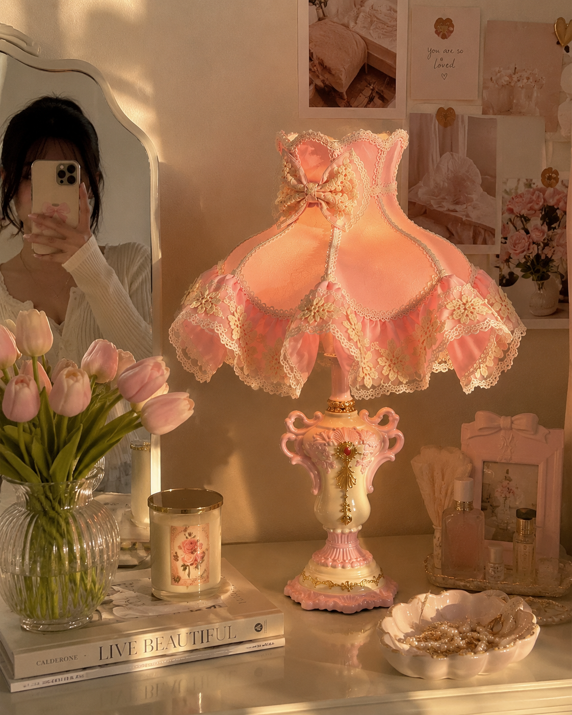 Pink Bedroom Bedside Lamp - Image 8