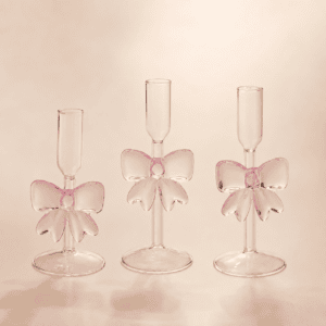 Glass Bow Candlestick Holder