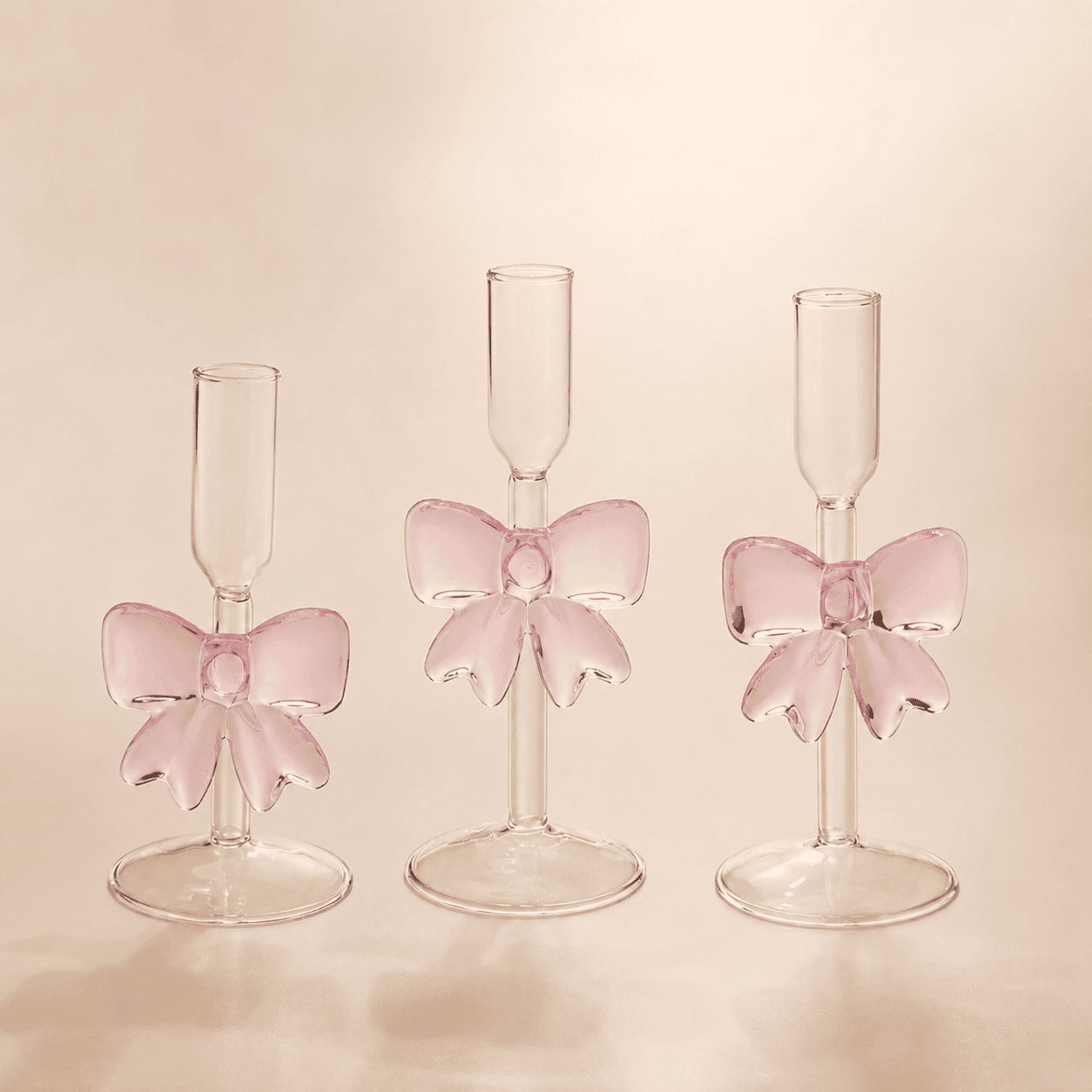 Glass Bow Candlestick Holder