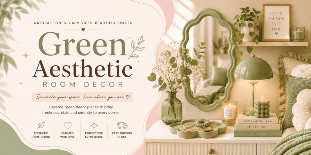 green aesthetic room decor