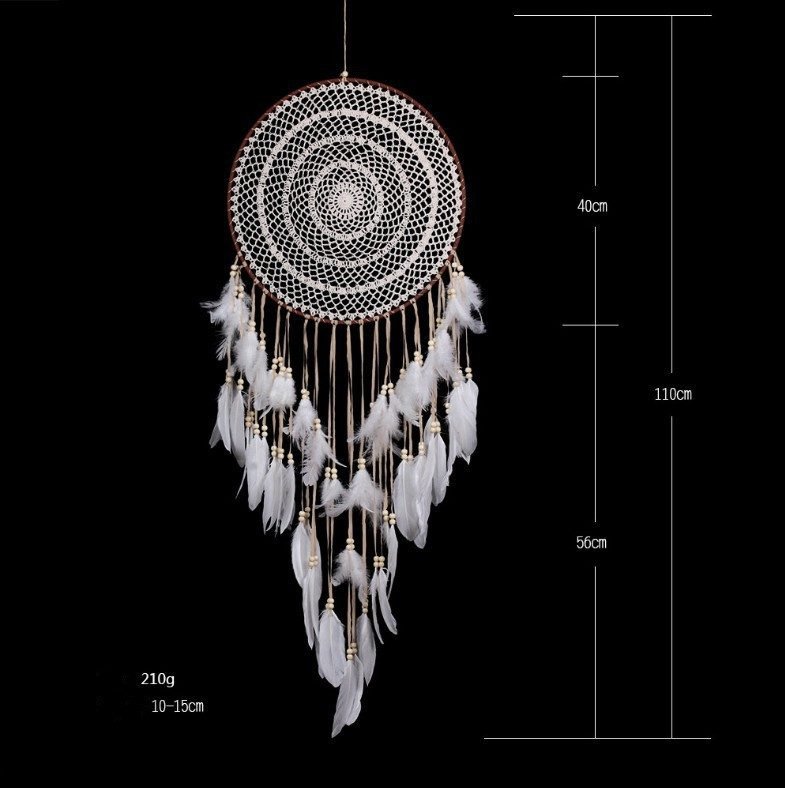 White Feather Dream Catcher Large Pendant Hand-woven Home Decoration - Image 6