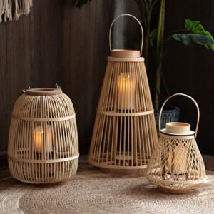 Wicker Floor-standing Candle Holder For Garden Decoration